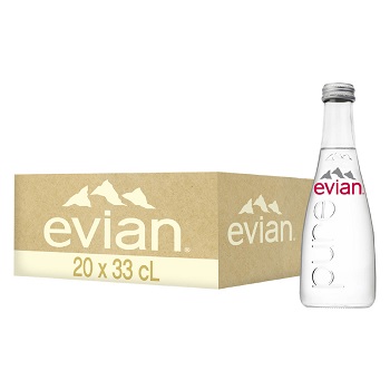 Nước khoáng Evian chai thủy tinh 330ml (Thùng 20 chai), nước suối Pháp